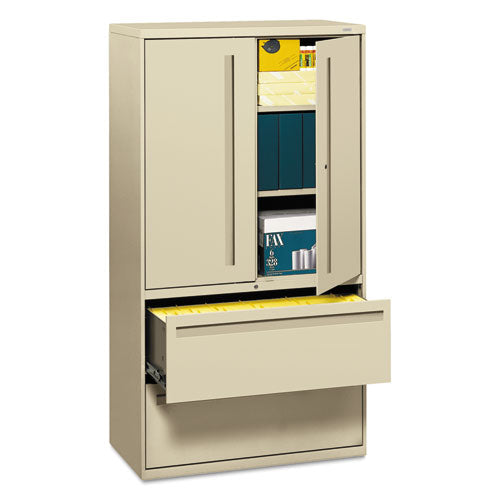 HON® wholesale. HON® 700 Series Lateral File With Storage Cabinet, 36w X 18d X 64.25h, Putty. HSD Wholesale: Janitorial Supplies, Breakroom Supplies, Office Supplies.