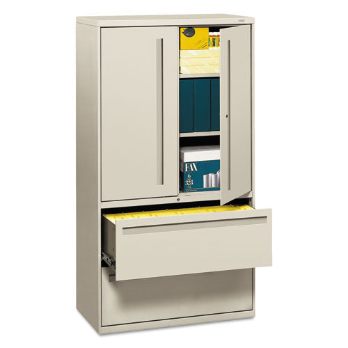 HON® wholesale. HON® 700 Series Lateral File With Storage Cabinet, 36w X 18d X 64.25h, Light Gray. HSD Wholesale: Janitorial Supplies, Breakroom Supplies, Office Supplies.