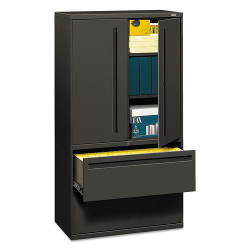 HON® wholesale. HON® 700 Series Lateral File With Storage Cabinet, 36w X 18d X 64.25h, Charcoal. HSD Wholesale: Janitorial Supplies, Breakroom Supplies, Office Supplies.