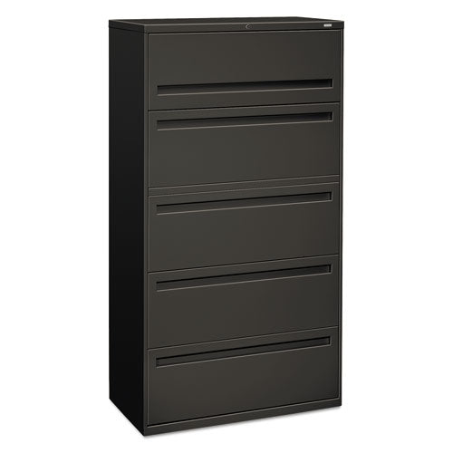 HON® wholesale. HON® 700 Series Five-drawer Lateral File With Roll-out Shelf, 36w X 18d X 64.25h, Charcoal. HSD Wholesale: Janitorial Supplies, Breakroom Supplies, Office Supplies.