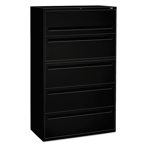 HON® wholesale. HON® 700 Series Five-drawer Lateral File With Roll-out Shelves, 42w X 18d X 64.25h, Black. HSD Wholesale: Janitorial Supplies, Breakroom Supplies, Office Supplies.