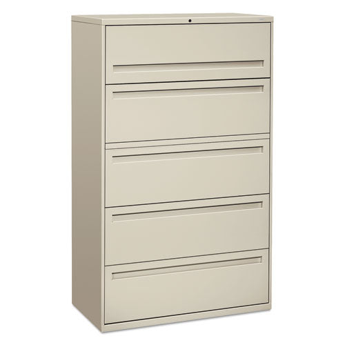 HON® wholesale. HON® 700 Series Five-drawer Lateral File With Roll-out Shelves, 42w X 18d X 64.25h, Light Gray. HSD Wholesale: Janitorial Supplies, Breakroom Supplies, Office Supplies.