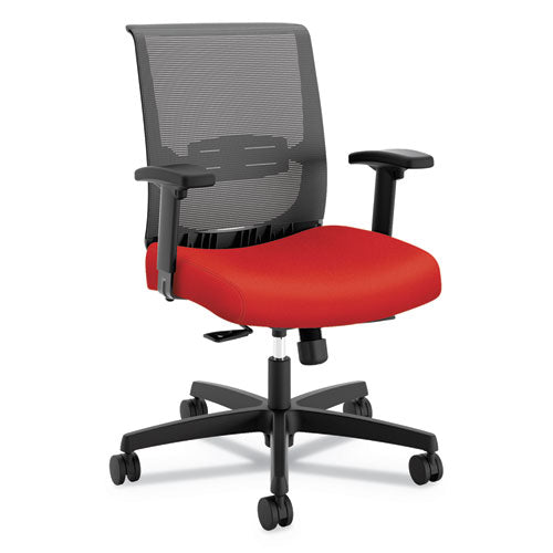 HON® wholesale. HON® Convergence Mid-back Task Chair With Syncho-tilt Control With Seat Slide, Supports Up To 275 Lbs, Red Seat, Black Back-base. HSD Wholesale: Janitorial Supplies, Breakroom Supplies, Office Supplies.