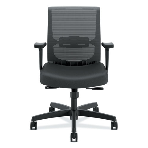 HON® wholesale. HON® Convergence Mid-back Task Chair With Syncho-tilt Control, Supports Up To 275 Lbs, Black Seat, Black Back, Black Base. HSD Wholesale: Janitorial Supplies, Breakroom Supplies, Office Supplies.