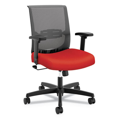 HON® wholesale. HON® Convergence Mid-back Task Chair With Swivel-tilt Control, Supports Up To 275 Lbs, Red Seat, Black Back, Black Base. HSD Wholesale: Janitorial Supplies, Breakroom Supplies, Office Supplies.