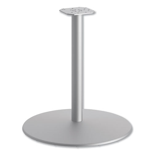 HON® wholesale. HON® Between Round Disc Base For 30" Table Tops, Textured Silver. HSD Wholesale: Janitorial Supplies, Breakroom Supplies, Office Supplies.