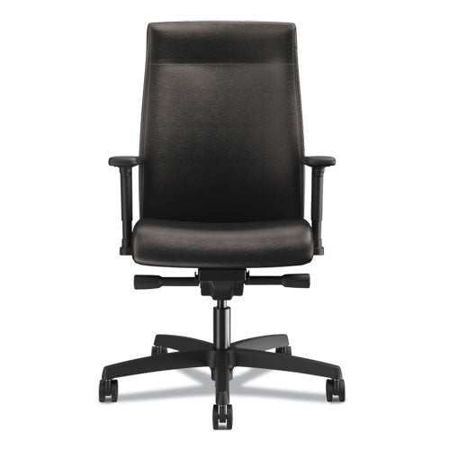 HON® wholesale. HON® Ignition 2.0 Upholstered Mid-back Task Chair With Lumbar, Supports Up To 300 Lbs., Vinyl, Black Seat, Black Back, Black Base. HSD Wholesale: Janitorial Supplies, Breakroom Supplies, Office Supplies.