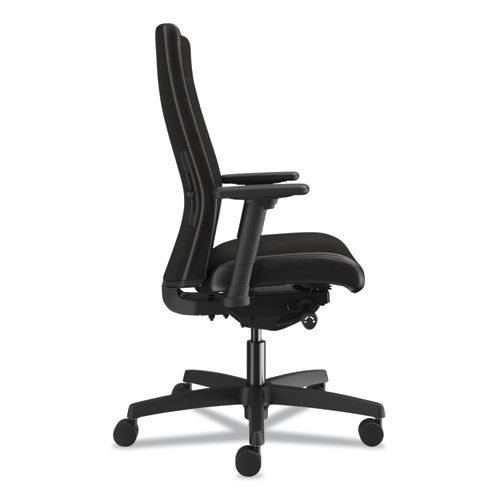 HON® wholesale. HON® Ignition 2.0 Upholstered Mid-back Task Chair With Lumbar, Supports Up To 300 Lbs., Vinyl, Black Seat, Black Back, Black Base. HSD Wholesale: Janitorial Supplies, Breakroom Supplies, Office Supplies.