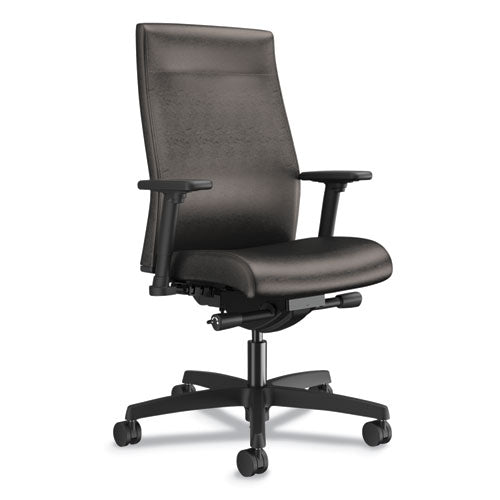 HON® wholesale. HON® Ignition 2.0 Upholstered Mid-back Task Chair With Lumbar, Supports Up To 300 Lbs., Vinyl, Black Seat, Black Back, Black Base. HSD Wholesale: Janitorial Supplies, Breakroom Supplies, Office Supplies.