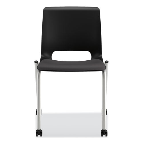 HON® wholesale. HON® Motivate Four-leg Stacking Chair, Onyx Seat-black Back, Platinum Base, 2-carton. HSD Wholesale: Janitorial Supplies, Breakroom Supplies, Office Supplies.