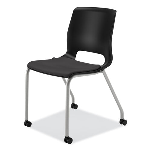 HON® wholesale. HON® Motivate Four-leg Stacking Chair, Onyx Seat-black Back, Platinum Base, 2-carton. HSD Wholesale: Janitorial Supplies, Breakroom Supplies, Office Supplies.