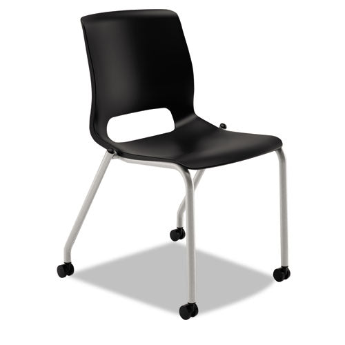 HON® wholesale. HON® Motivate Four-leg Stacking Chair, Onyx Seat-black Back, Platinum Base, 2-carton. HSD Wholesale: Janitorial Supplies, Breakroom Supplies, Office Supplies.