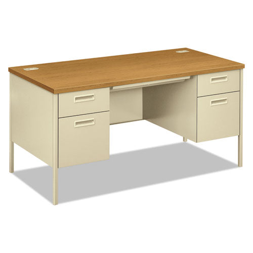 HON® wholesale. HON® Metro Classic Series Double Pedestal Desk, Flush Panel Scs, 60" X 30" X 29.5", Harvest-putty. HSD Wholesale: Janitorial Supplies, Breakroom Supplies, Office Supplies.