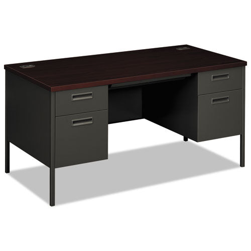 HON® wholesale. HON® Metro Classic Series Double Pedestal Desk, Flush Panel, 60" X 30" X 29.5", Mahogany-charcoal. HSD Wholesale: Janitorial Supplies, Breakroom Supplies, Office Supplies.