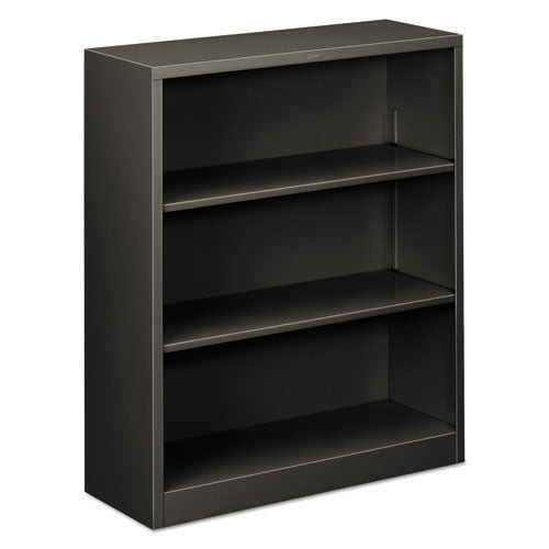 HON® wholesale. HON® Metal Bookcase, Three-shelf, 34-1-2w X 12-5-8d X 41h, Charcoal. HSD Wholesale: Janitorial Supplies, Breakroom Supplies, Office Supplies.