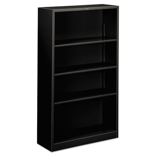 HON® wholesale. HON® Metal Bookcase, Four-shelf, 34-1-2w X 12-5-8d X 59h, Black. HSD Wholesale: Janitorial Supplies, Breakroom Supplies, Office Supplies.