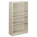 HON® wholesale. HON® Metal Bookcase, Four-shelf, 34-1-2w X 12-5-8d X 59h, Light Gray. HSD Wholesale: Janitorial Supplies, Breakroom Supplies, Office Supplies.