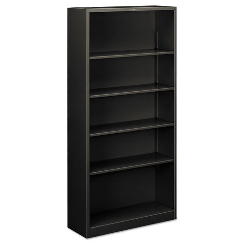 HON® wholesale. HON® Metal Bookcase, Five-shelf, 34-1-2w X 12-5-8d X 71h, Charcoal. HSD Wholesale: Janitorial Supplies, Breakroom Supplies, Office Supplies.