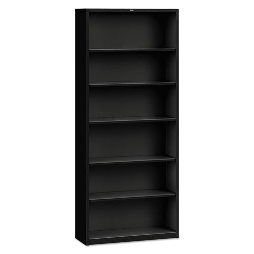 HON® wholesale. HON® Metal Bookcase, Six-shelf, 34-1-2w X 12-5-8d X 81-1-8h, Black. HSD Wholesale: Janitorial Supplies, Breakroom Supplies, Office Supplies.