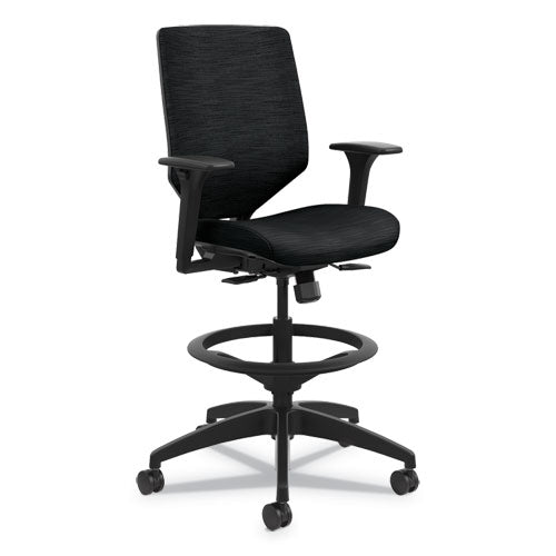 HON® wholesale. HON® Solve Series Upholstered Back Task Stool, Supports Up To 300 Lbs., Ink Seat-ink Back, Black Base. HSD Wholesale: Janitorial Supplies, Breakroom Supplies, Office Supplies.