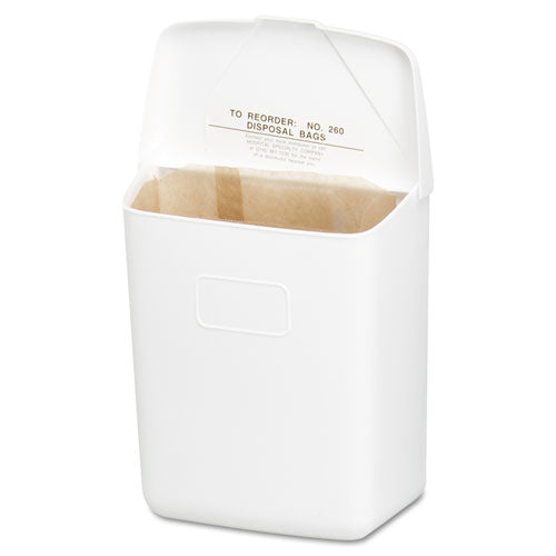 HOSPECO® wholesale. Wall Mount Sanitary Napkin Receptacle-abs, Ppc Plastic, 1 Gal, White. HSD Wholesale: Janitorial Supplies, Breakroom Supplies, Office Supplies.