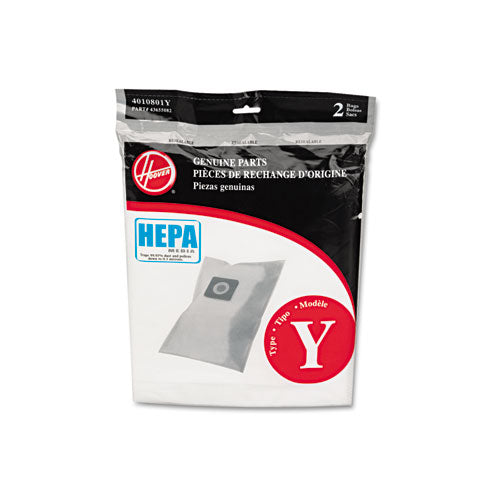 Hoover® Commercial wholesale. Hepa Y Filtration Bags For Hoover Upright Cleaners, 2-pack. HSD Wholesale: Janitorial Supplies, Breakroom Supplies, Office Supplies.