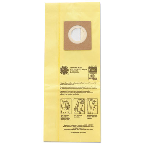 Hoover® Commercial wholesale. Hushtone Vacuum Bags, Yellow, 10-pack. HSD Wholesale: Janitorial Supplies, Breakroom Supplies, Office Supplies.