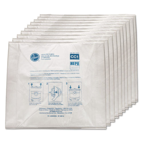 Hoover® Commercial wholesale. Disposable Vacuum Bags, Hepa Cc1, 10-pack. HSD Wholesale: Janitorial Supplies, Breakroom Supplies, Office Supplies.