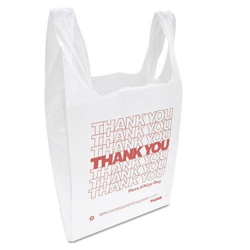 Inteplast Group wholesale. INTEPLAST "thank You" Handled T-shirt Bag, 0.167 Bbl, 12.5 Microns, 11.5" X 21", White, 900-carton. HSD Wholesale: Janitorial Supplies, Breakroom Supplies, Office Supplies.