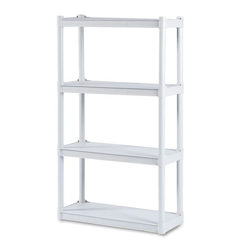 Iceberg wholesale. Rough N Ready Four-shelf Open Storage System, Resin, 32w X 13d X 54h, Platinum. HSD Wholesale: Janitorial Supplies, Breakroom Supplies, Office Supplies.