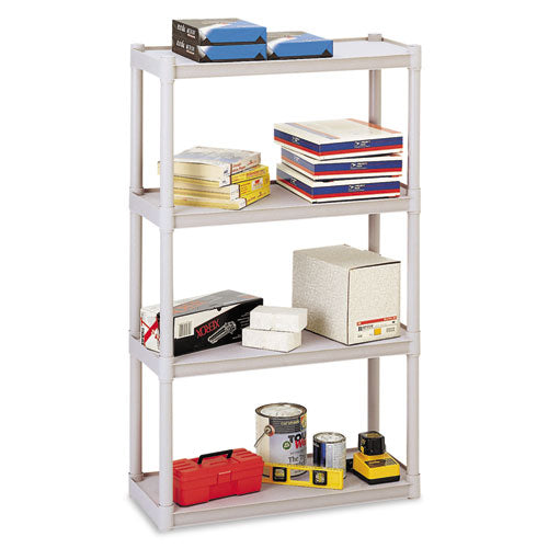 Iceberg wholesale. Rough N Ready Four-shelf Open Storage System, Resin, 32w X 13d X 54h, Platinum. HSD Wholesale: Janitorial Supplies, Breakroom Supplies, Office Supplies.