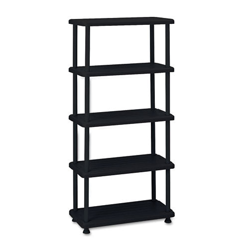 Iceberg wholesale. Rough N Ready Five-shelf Open Storage System, Resin, 36w X 18d X 74h, Black. HSD Wholesale: Janitorial Supplies, Breakroom Supplies, Office Supplies.