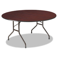 Iceberg wholesale. Premium Wood Laminate Folding Table, 60 Dia. X 29h, Mahogany Top-gray Base. HSD Wholesale: Janitorial Supplies, Breakroom Supplies, Office Supplies.