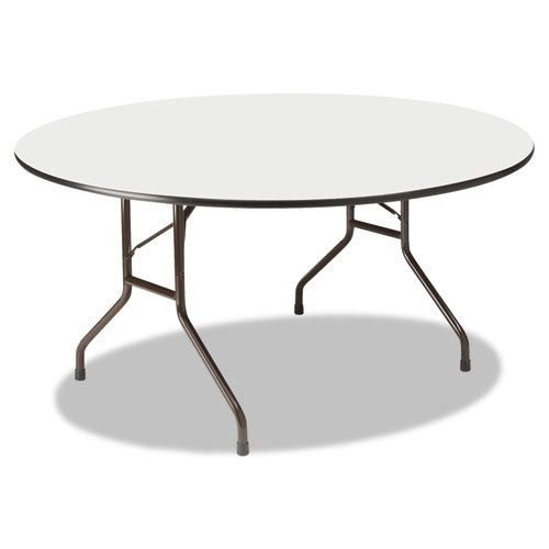 Iceberg wholesale. Premium Wood Laminate Folding Table, 60 Dia. X 29h, Gray Top-charcoal Base. HSD Wholesale: Janitorial Supplies, Breakroom Supplies, Office Supplies.