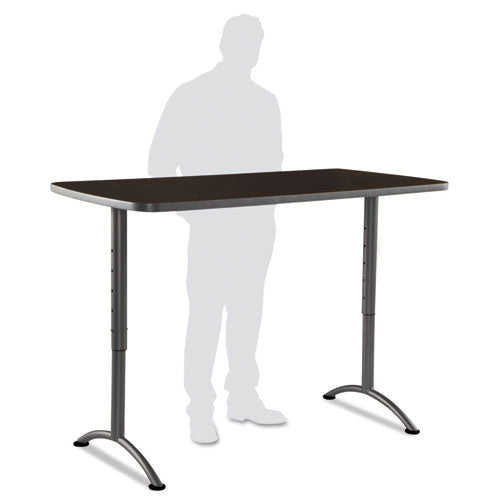 Iceberg wholesale. Arc Sit-to-stand Tables, Rectangular Top, 30w X 60d X 30-42h, Walnut-gray. HSD Wholesale: Janitorial Supplies, Breakroom Supplies, Office Supplies.