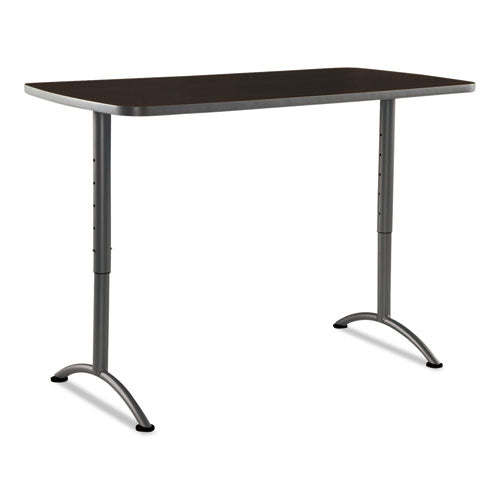 Iceberg wholesale. Arc Sit-to-stand Tables, Rectangular Top, 30w X 60d X 30-42h, Walnut-gray. HSD Wholesale: Janitorial Supplies, Breakroom Supplies, Office Supplies.