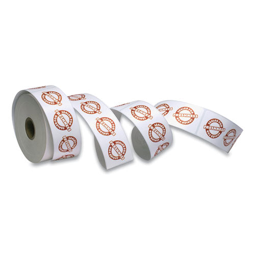 Iconex™ wholesale. Tamper Seal Label, 1.88 X 6, Red-white, 500-roll, 4 Rolls-carton. HSD Wholesale: Janitorial Supplies, Breakroom Supplies, Office Supplies.