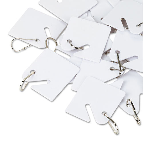 SecurIT® wholesale. Replacement Slotted Key Cabinet Tags, 1 5-8 X 1 1-2, White, 20-pack. HSD Wholesale: Janitorial Supplies, Breakroom Supplies, Office Supplies.