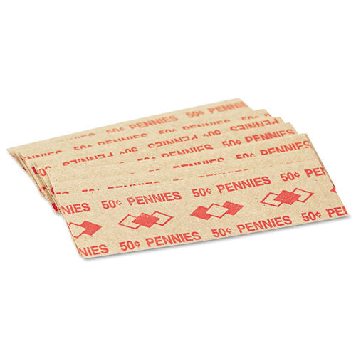 Iconex™ wholesale. Tubular Coin Wrappers, Pennies, $.50, Pop-open Wrappers, 1000-pack. HSD Wholesale: Janitorial Supplies, Breakroom Supplies, Office Supplies.