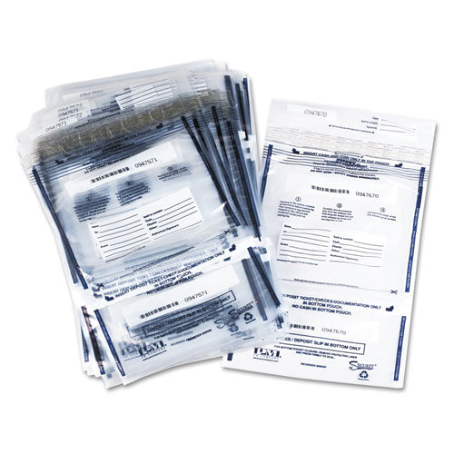 Iconex™ wholesale. Clear Dual Deposit Bags, Tamper Evident, Plastic, 11 X 15, 100 Bags-pack. HSD Wholesale: Janitorial Supplies, Breakroom Supplies, Office Supplies.
