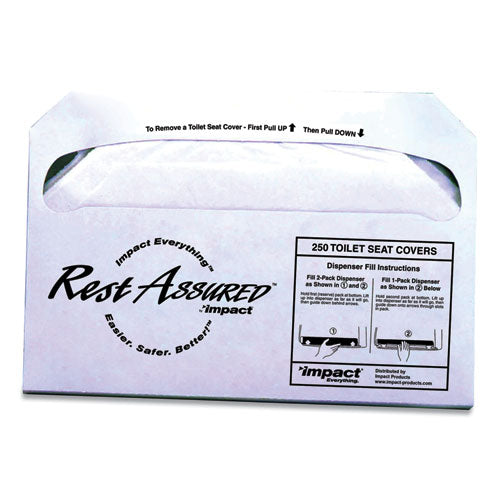 Impact® wholesale. Impact® Rest Assured Seat Covers, 14.25 X 16.85, White, 250-pack, 20 Packs-carton. HSD Wholesale: Janitorial Supplies, Breakroom Supplies, Office Supplies.