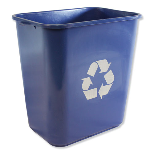 Impact® wholesale. Impact® Soft-sided Recycle Logo Plastic Wastebasket, Rectangular, 28 Qt, Polyethylene, Blue. HSD Wholesale: Janitorial Supplies, Breakroom Supplies, Office Supplies.