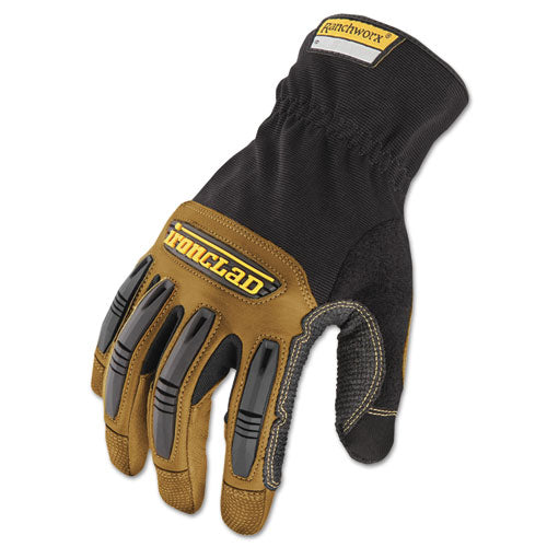 Ironclad wholesale. Ranchworx Leather Gloves, Black-tan, X-large. HSD Wholesale: Janitorial Supplies, Breakroom Supplies, Office Supplies.