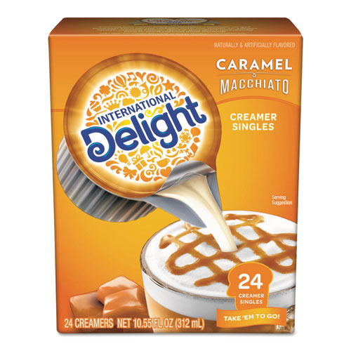 International Delight® wholesale. Flavored Liquid Non-dairy Coffee Creamer, Caramel Macchiato, Mini Cups, 24-box. HSD Wholesale: Janitorial Supplies, Breakroom Supplies, Office Supplies.