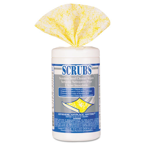 SCRUBS® wholesale. SCRUBS® Stainless Steel Cleaner Towels, 9 3-4 X 10 1-2, 30-canister. HSD Wholesale: Janitorial Supplies, Breakroom Supplies, Office Supplies.