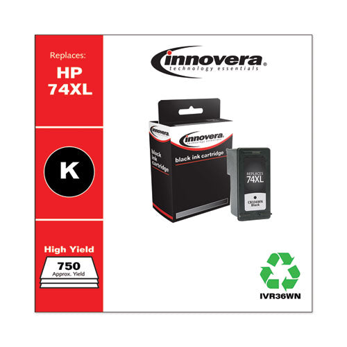 Innovera® wholesale. Remanufactured Black High-yield Ink, Replacement For Hp 74xl (cb336wn), 750 Page-yield. HSD Wholesale: Janitorial Supplies, Breakroom Supplies, Office Supplies.