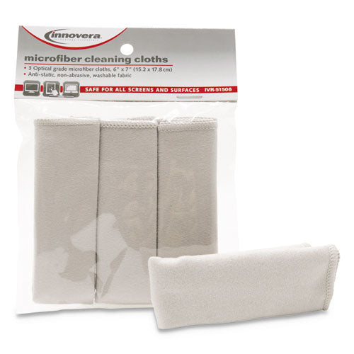 Innovera® wholesale. Microfiber Cleaning Cloths, 6" X 7", Gray, 3-pack. HSD Wholesale: Janitorial Supplies, Breakroom Supplies, Office Supplies.