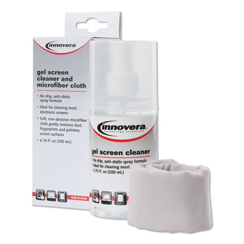 Innovera® wholesale. Anti-static Gel Screen Cleaner, With Gray Microfiber Cloth, 4 Oz Spray Bottle. HSD Wholesale: Janitorial Supplies, Breakroom Supplies, Office Supplies.