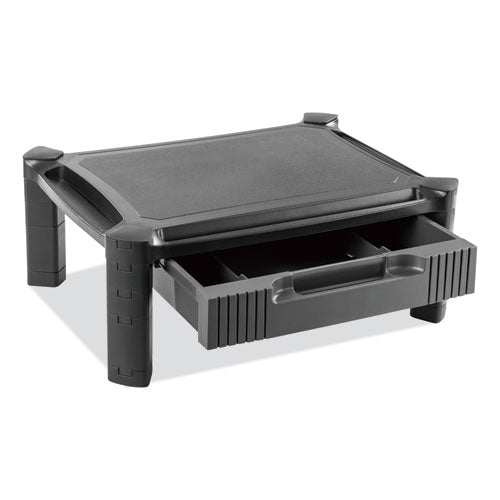 Innovera® wholesale. Large Monitor Stand With Cable Management And Drawer, 18.38" X 13.63" X 5", Black. HSD Wholesale: Janitorial Supplies, Breakroom Supplies, Office Supplies.