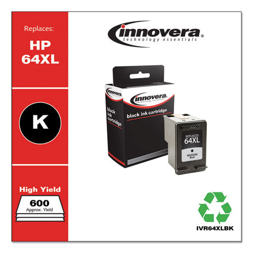 Innovera® wholesale. Remanufactured Black High-yield Ink, Replacement For Hp 64xl (n9j92an), 600 Page-yield. HSD Wholesale: Janitorial Supplies, Breakroom Supplies, Office Supplies.